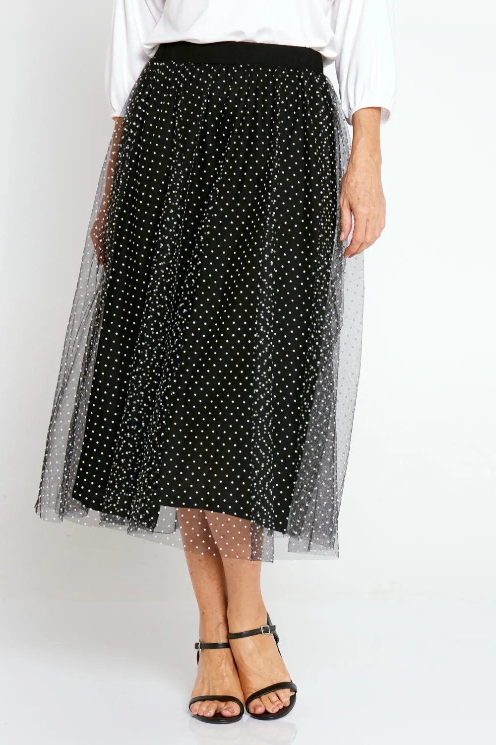 Carrie Tulle Skirt - Black/Micro Spot