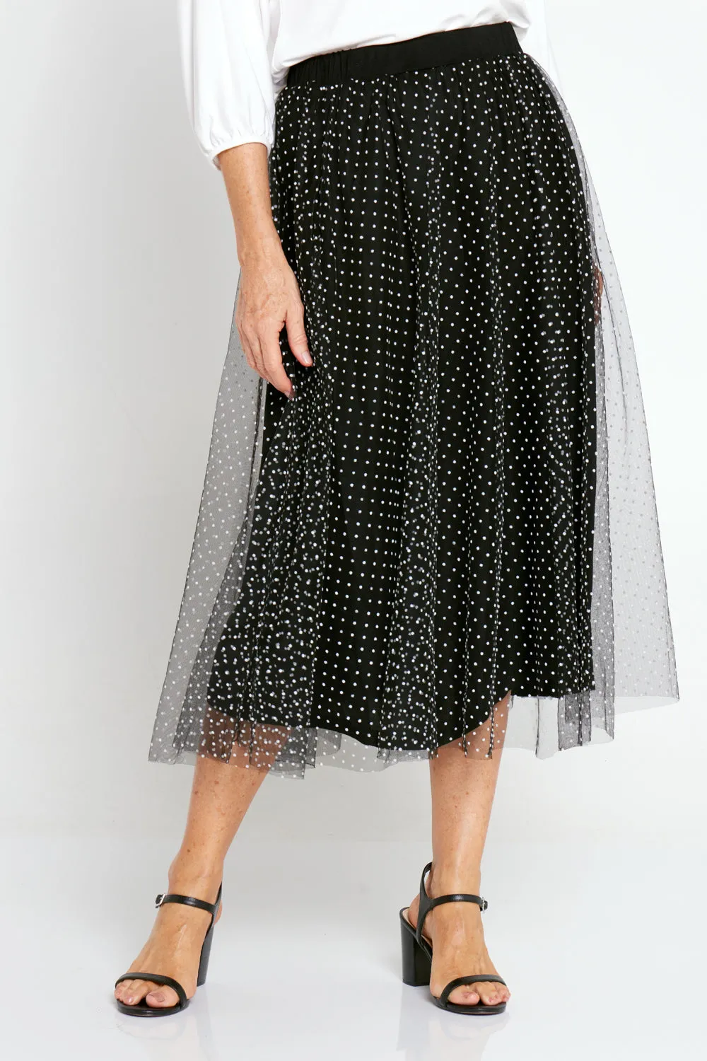 Carrie Tulle Skirt - Black/Micro Spot