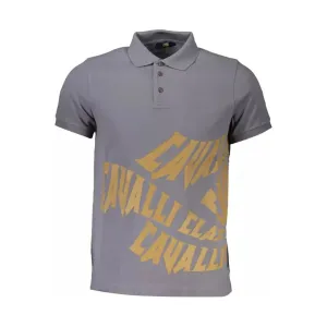 Cavalli Class Gray Cotton Men Polo Shirt