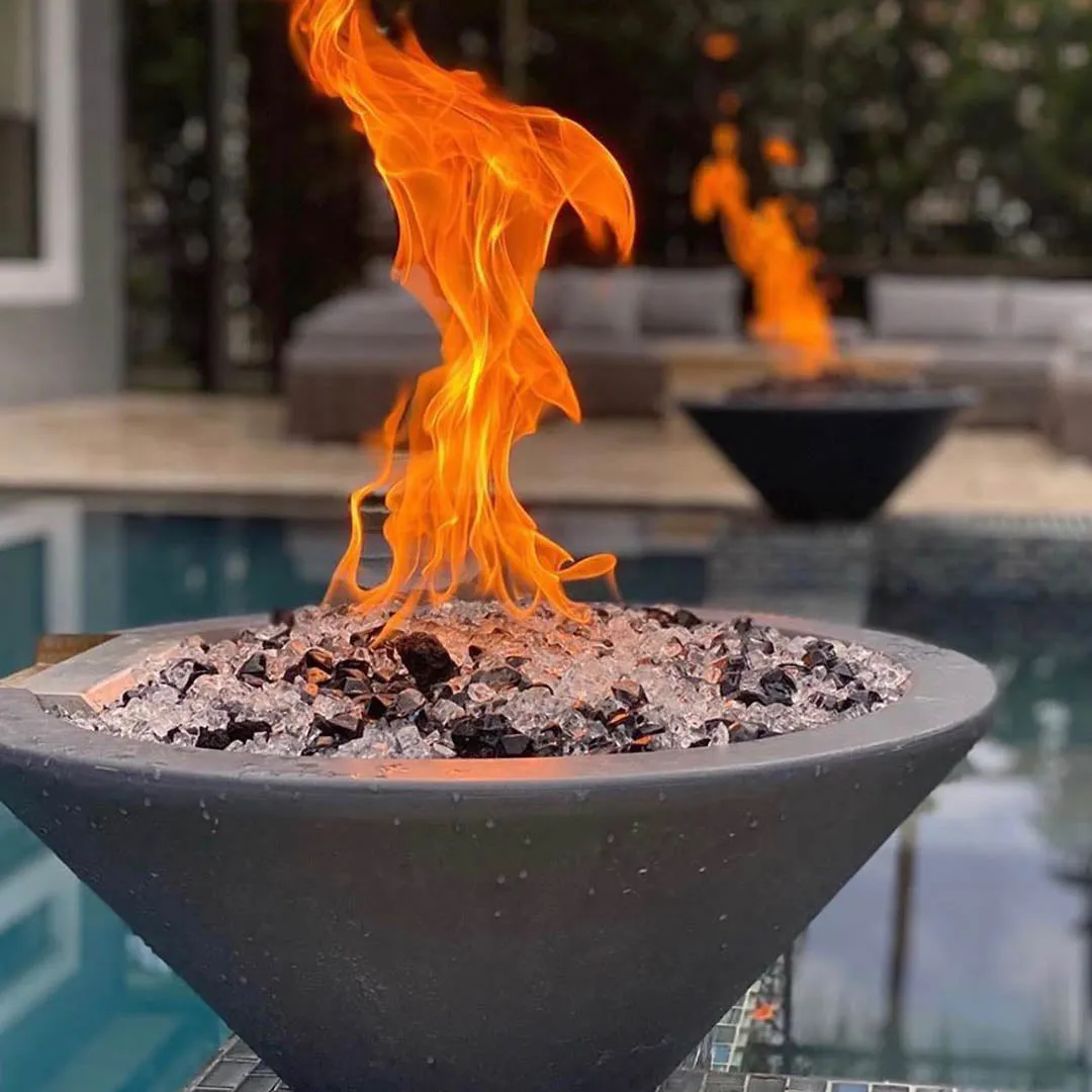 Cazo 24" Round Fire Bowl - GFRC Concrete - Fire Feature