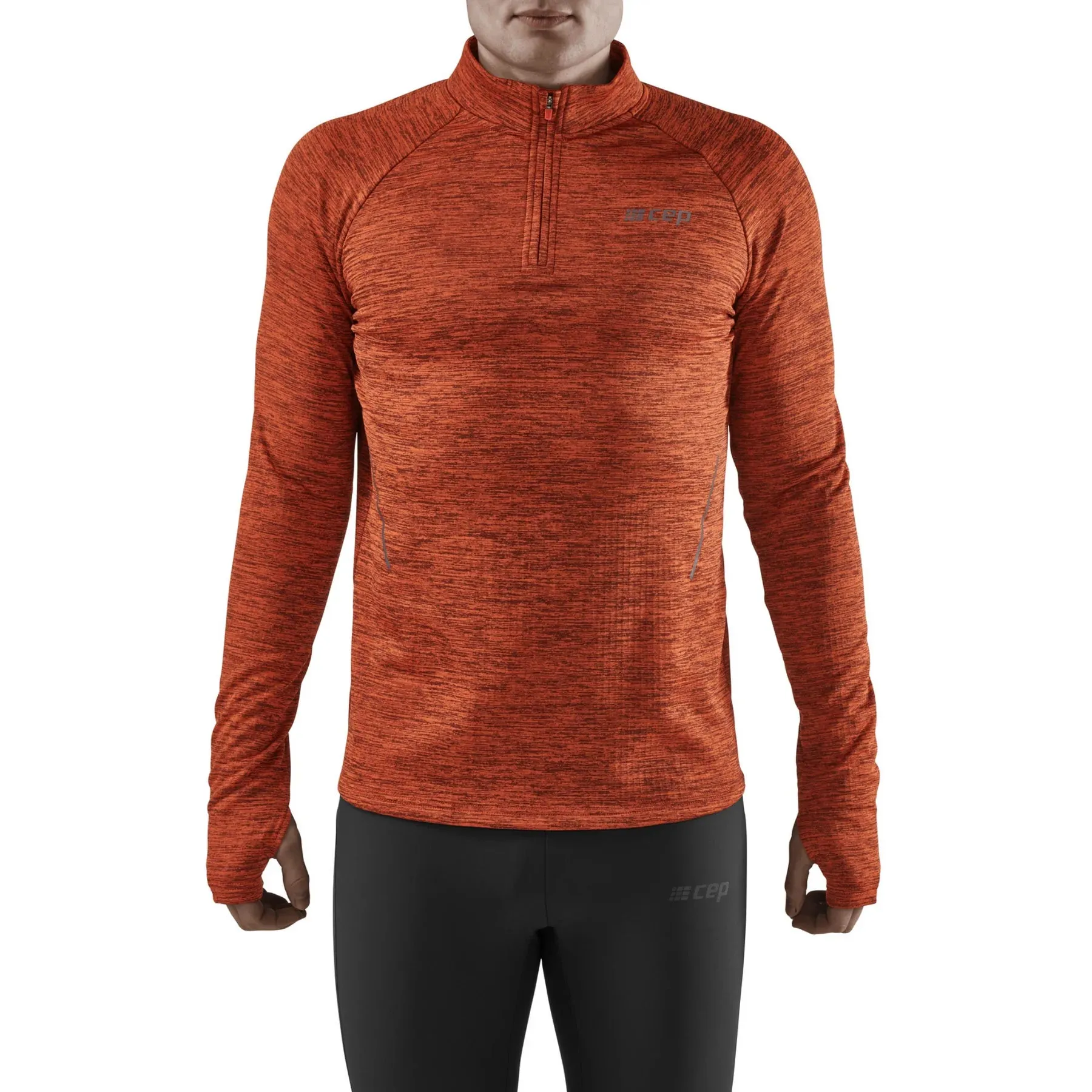 CEP | Winter Run Quarter Zip Pullover | Men's | Dark Orange Melange