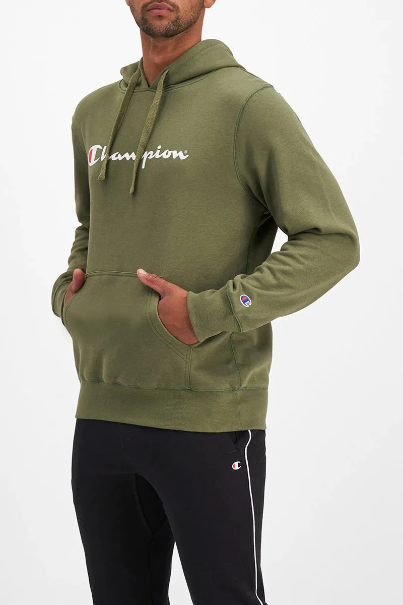 Champion Mens Script Hoodie - Green