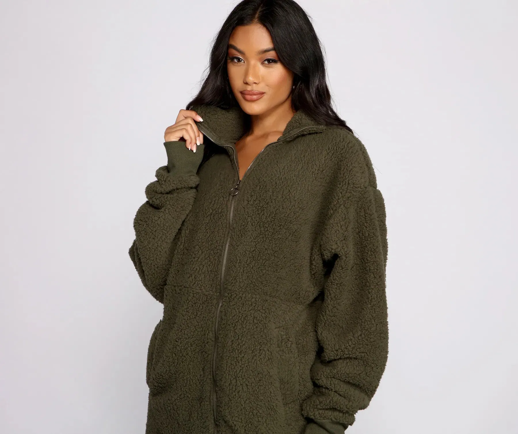 Chic and Cozy Oversized Teddy Trench Coat