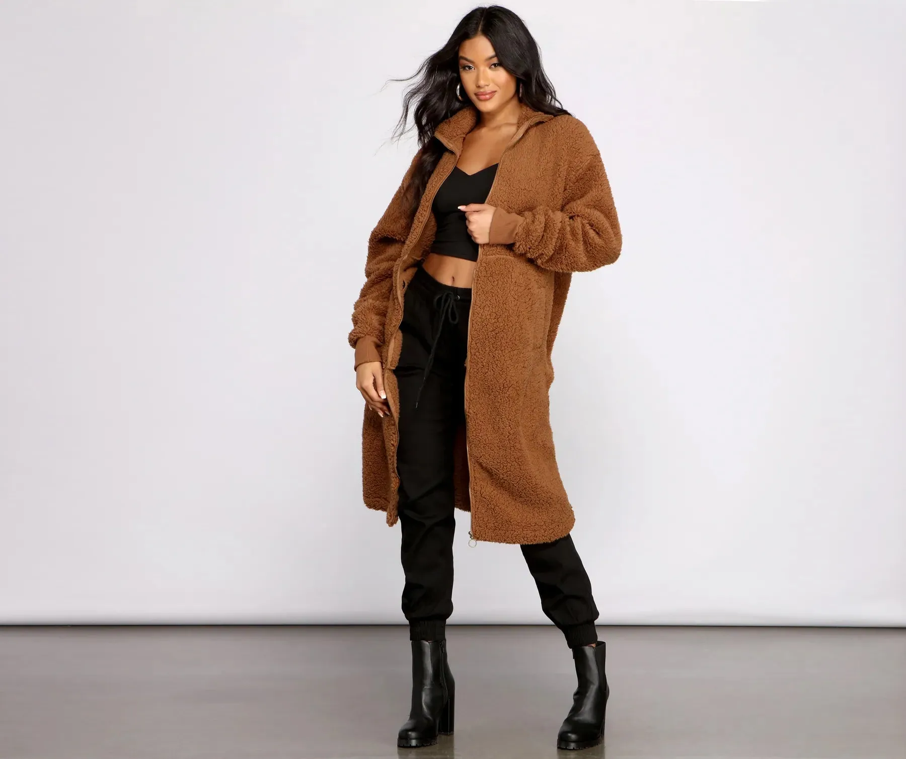 Chic and Cozy Oversized Teddy Trench Coat