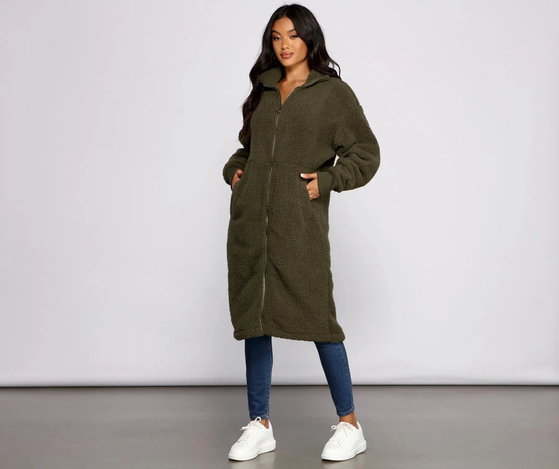 Chic and Cozy Oversized Teddy Trench Coat