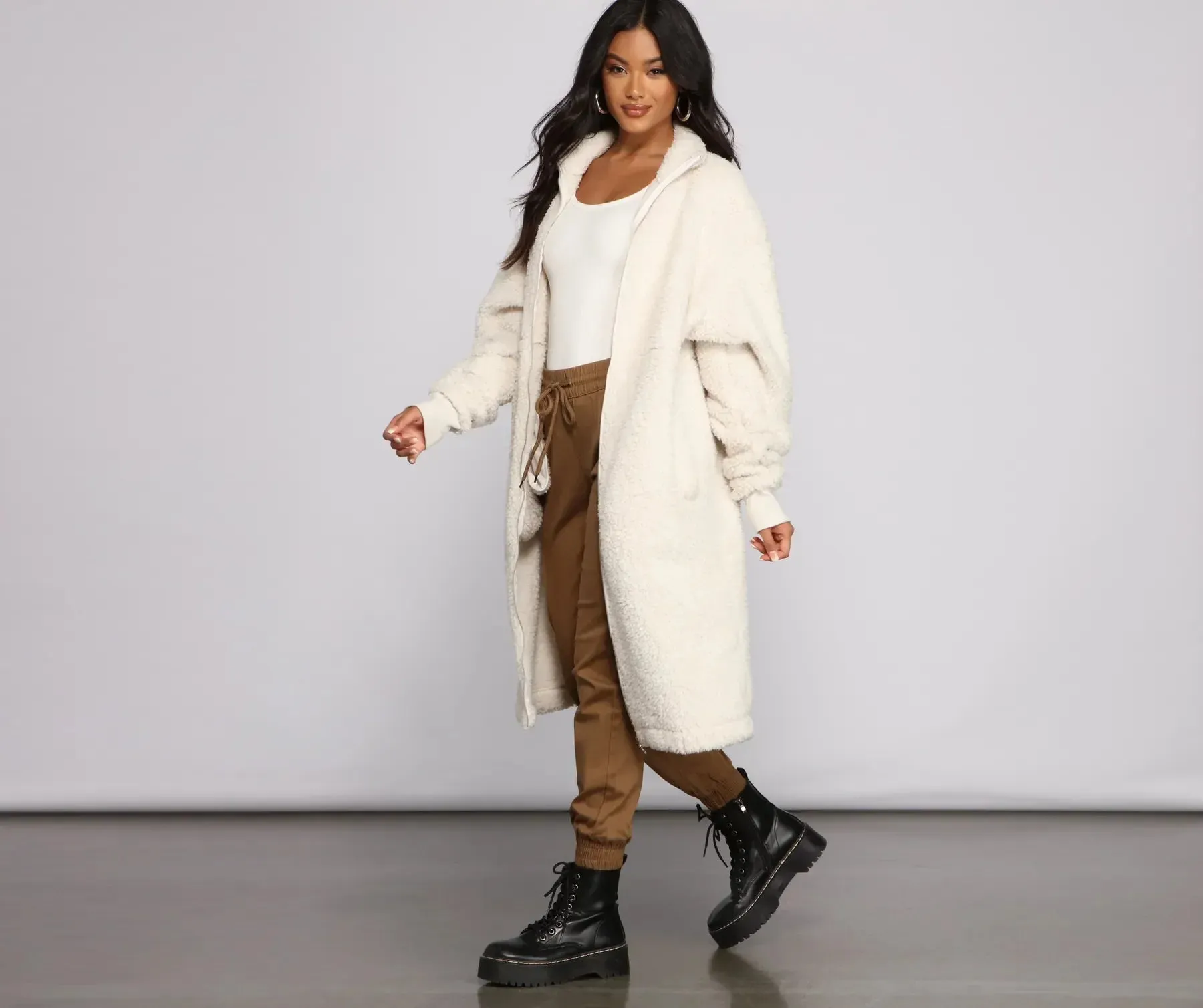 Chic and Cozy Oversized Teddy Trench Coat