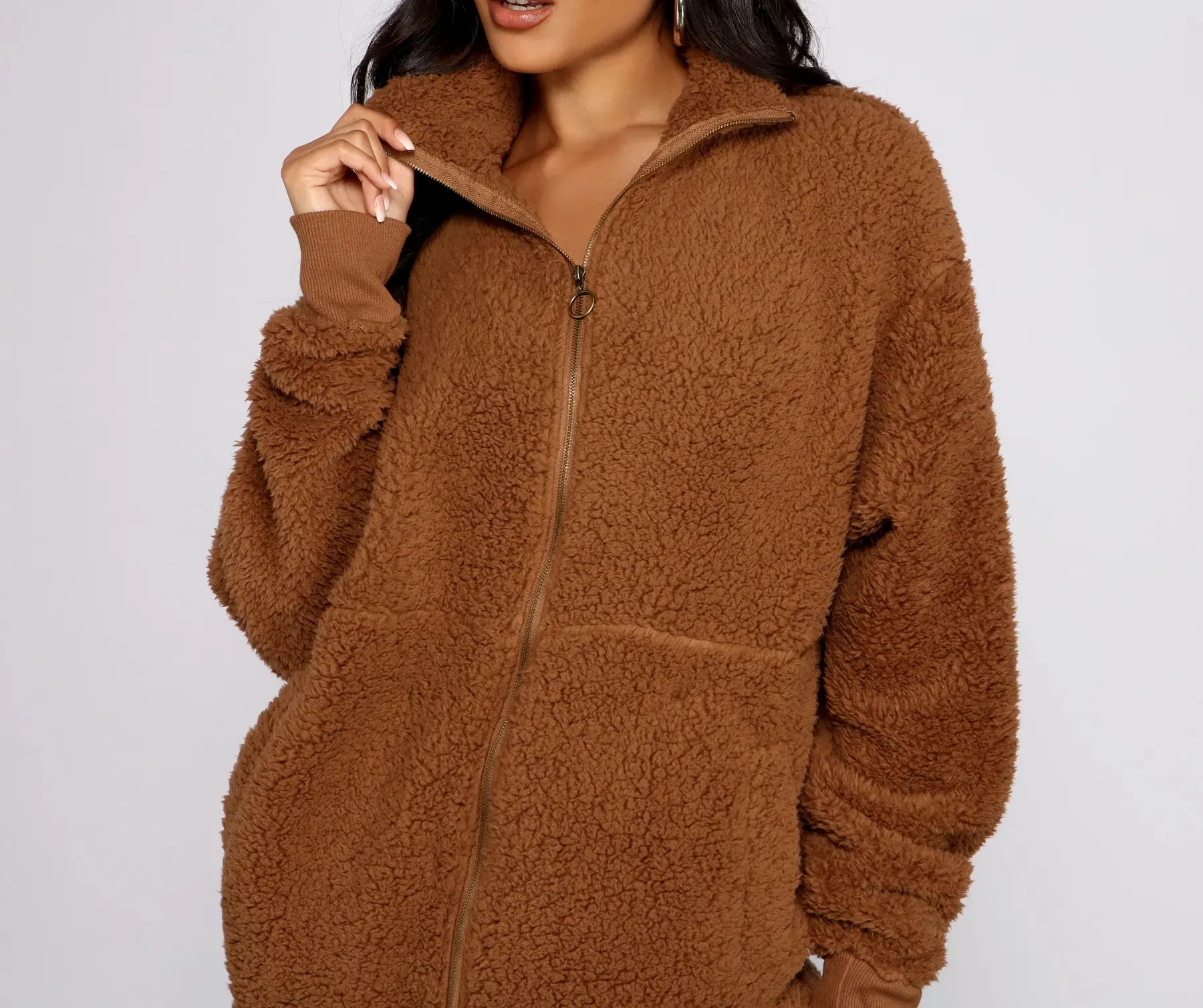 Chic and Cozy Oversized Teddy Trench Coat