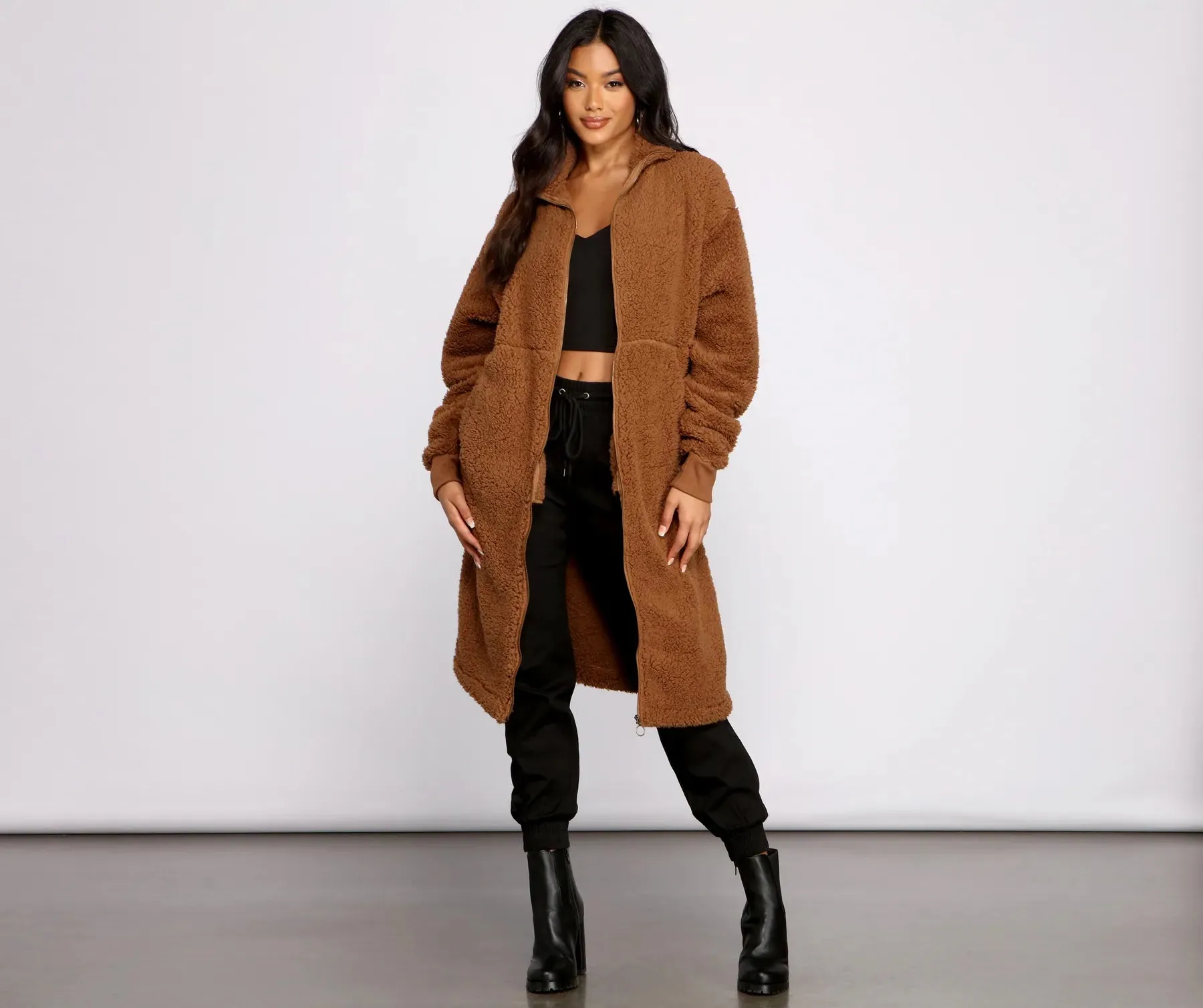 Chic and Cozy Oversized Teddy Trench Coat