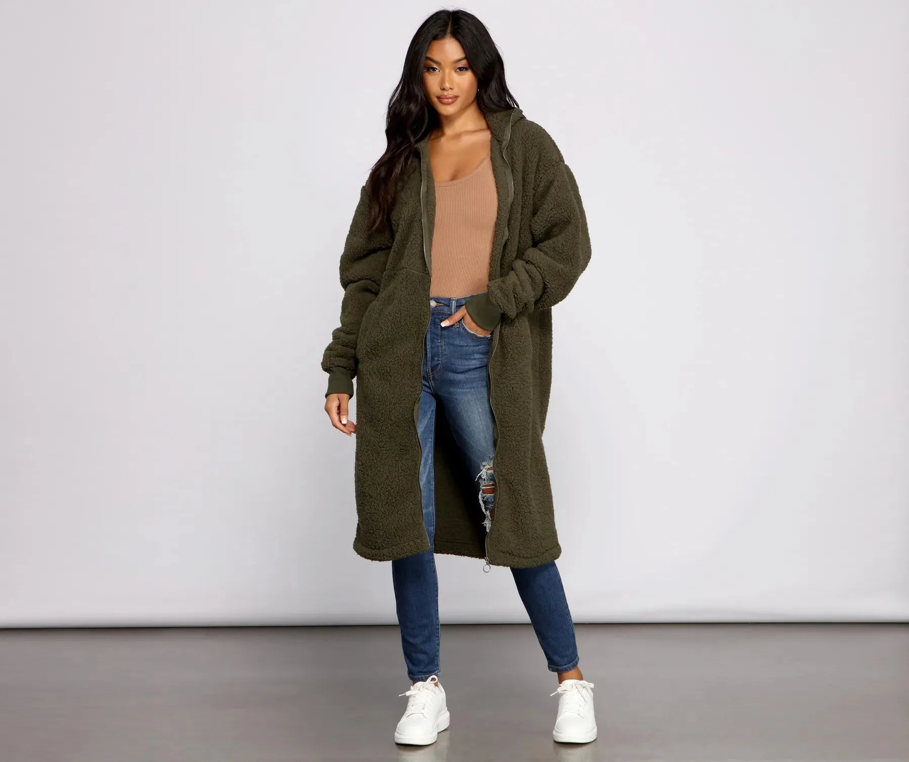 Chic and Cozy Oversized Teddy Trench Coat