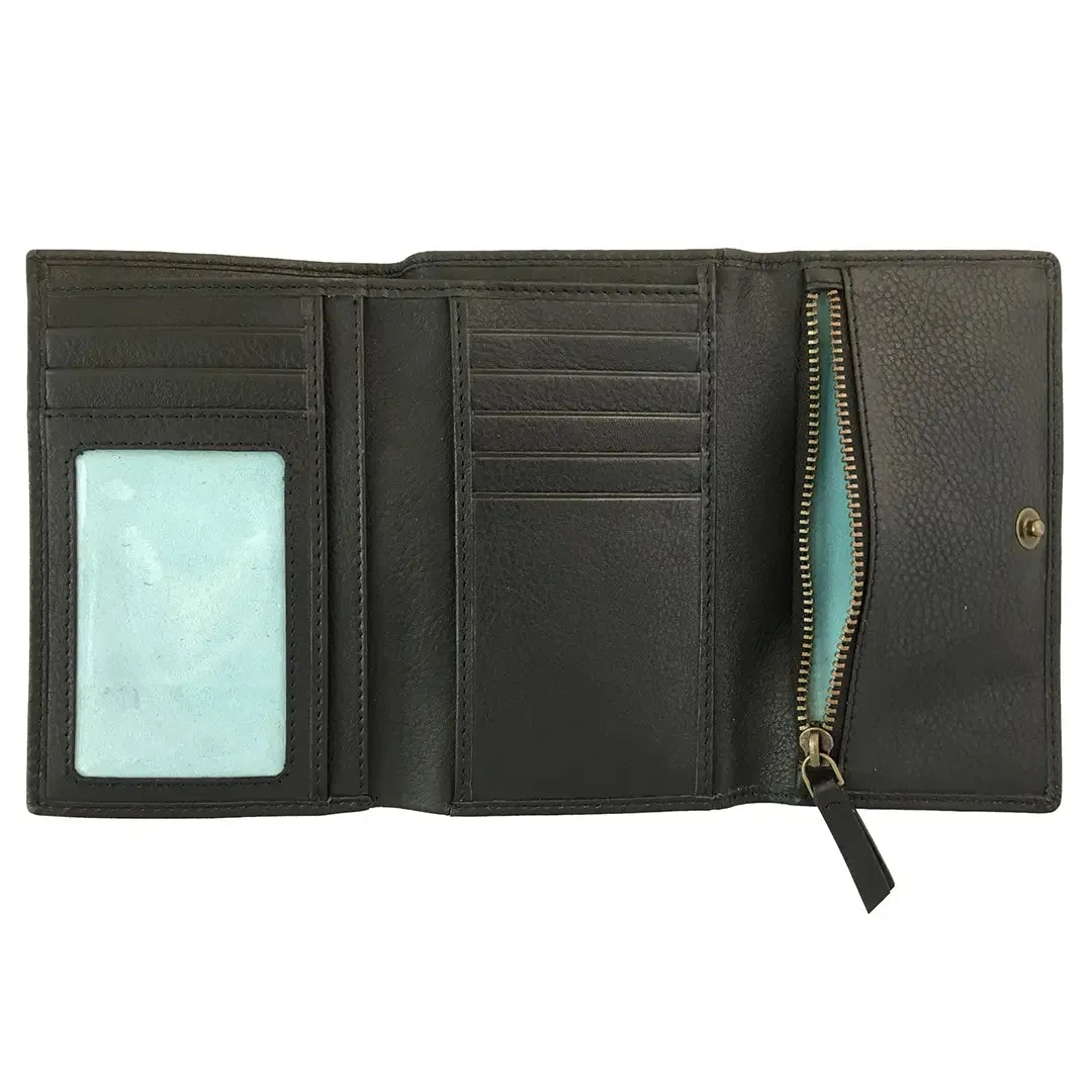 Chica Trifold Purse - Black Leather by Pampeano