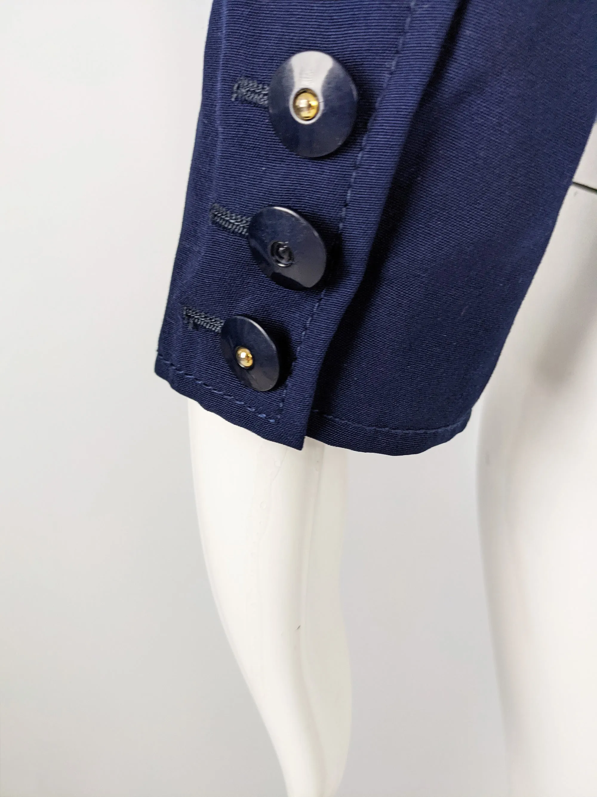 Christian Lacroix Vintage Womens Blue Wool Hourglass Jacket, 1980s