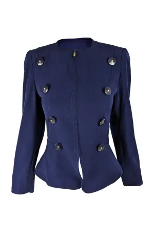 Christian Lacroix Vintage Womens Blue Wool Hourglass Jacket, 1980s