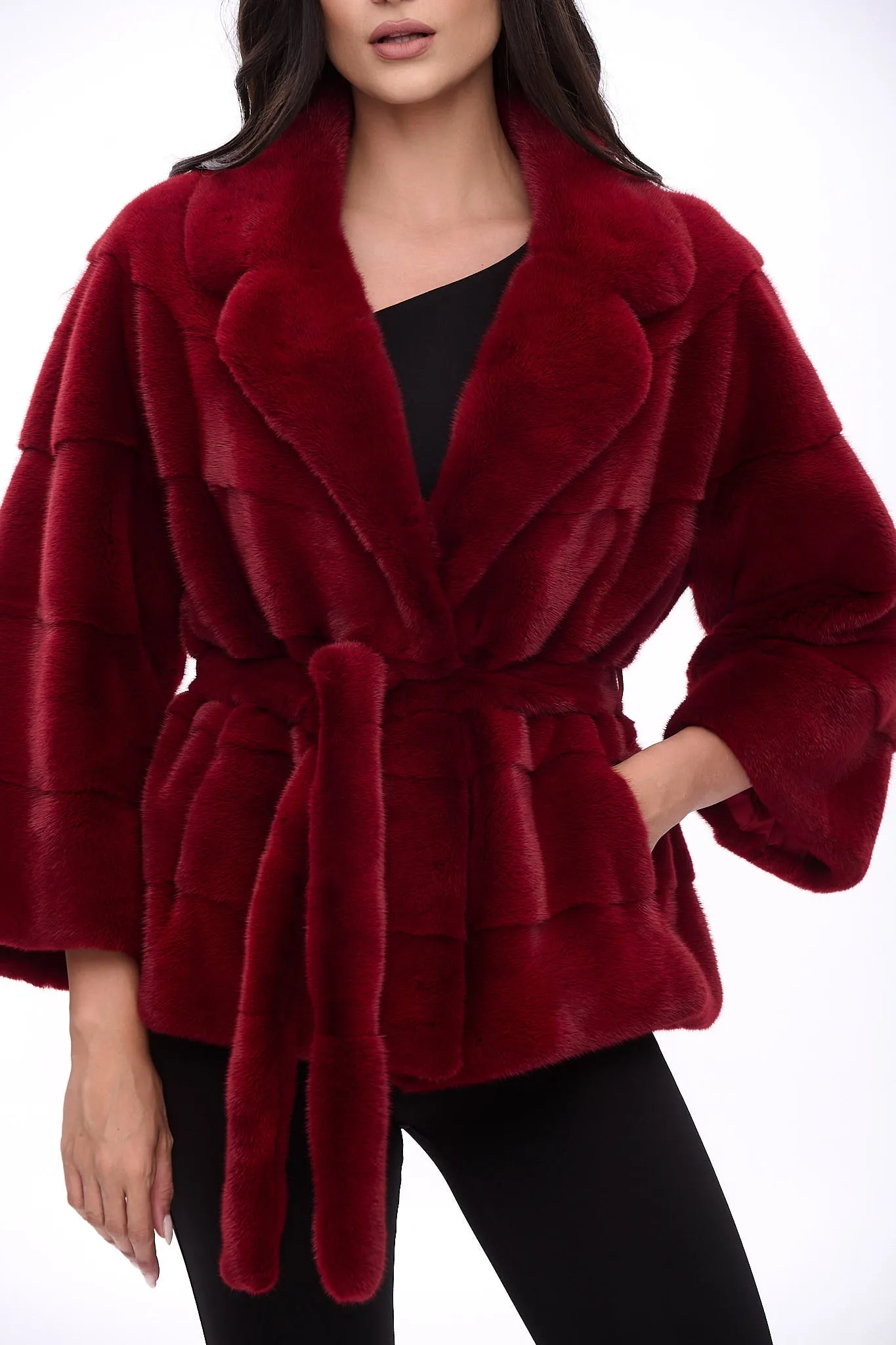 Classy and casual mink fur jacket with english collar