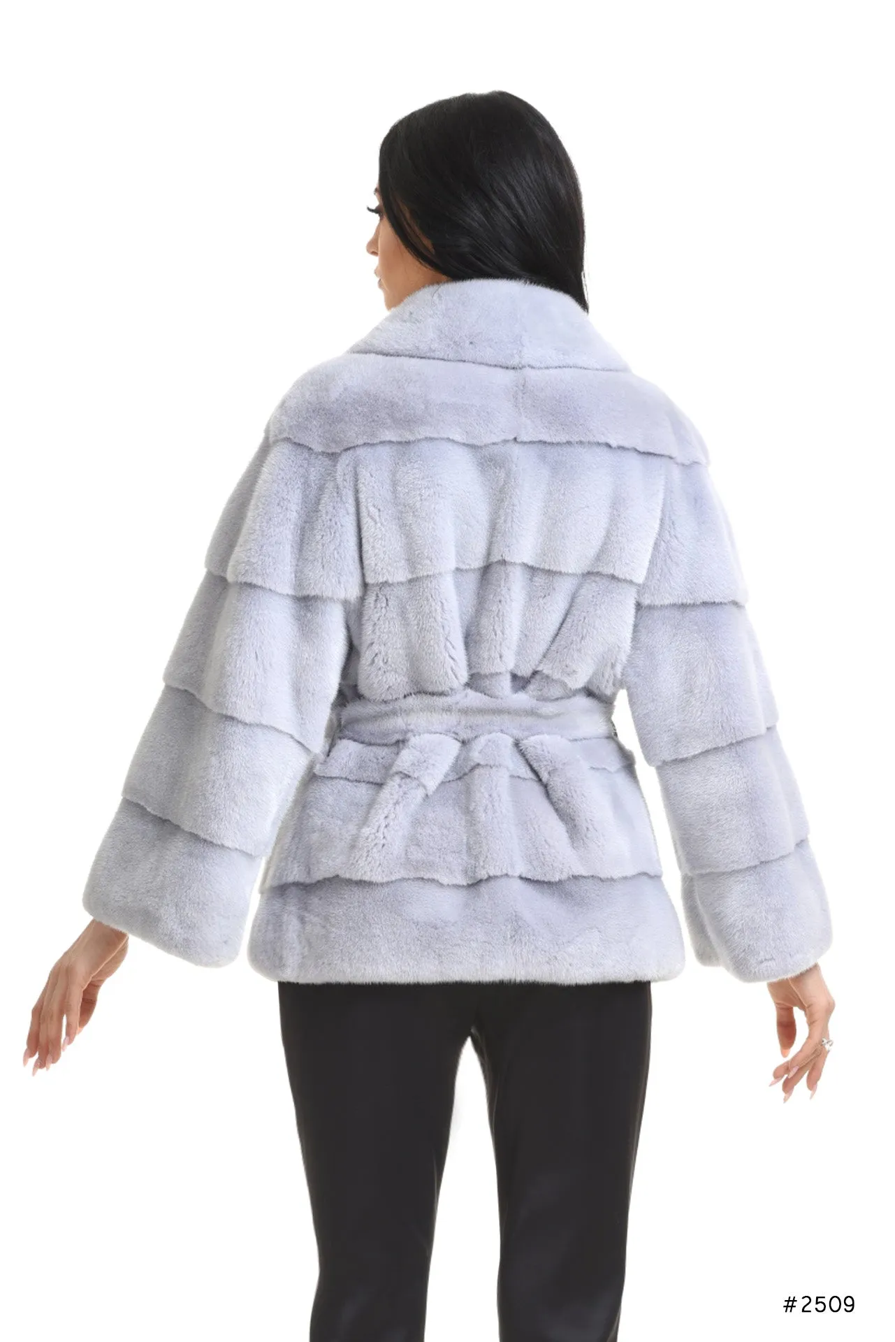 Classy and casual mink fur jacket with english collar