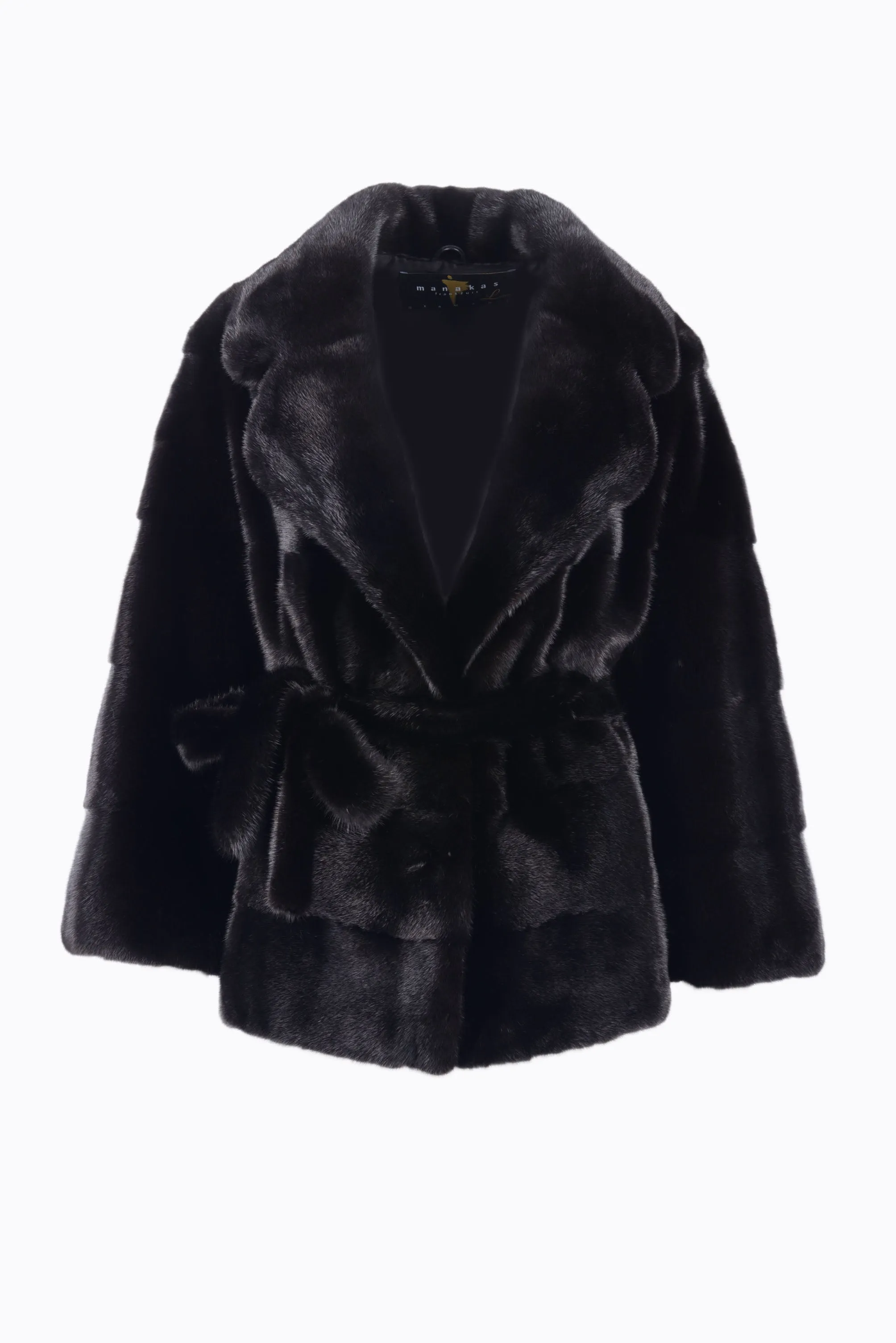 Classy and casual mink fur jacket with english collar