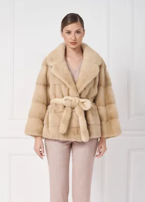 Classy and casual mink fur jacket with english collar