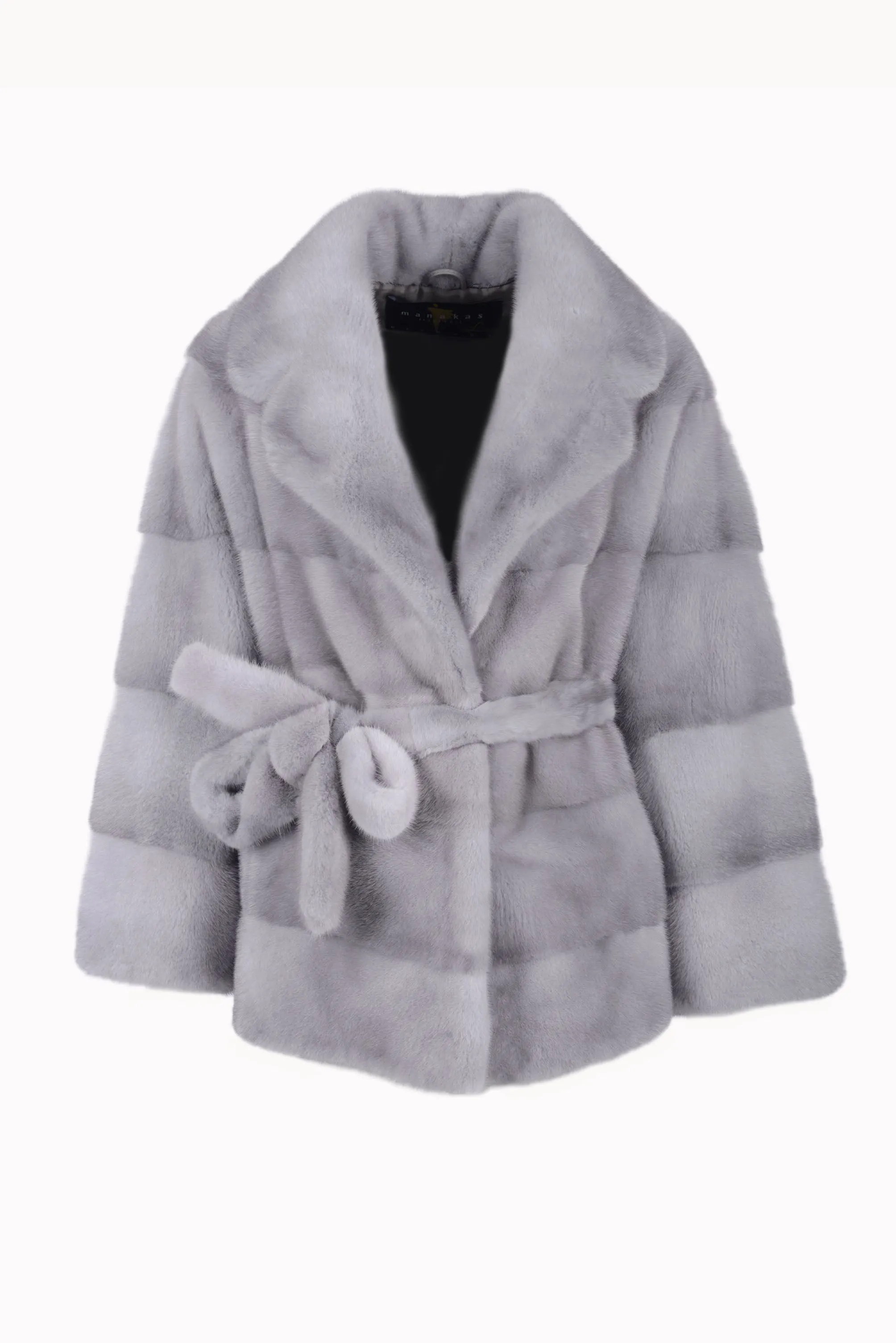 Classy and casual mink fur jacket with english collar