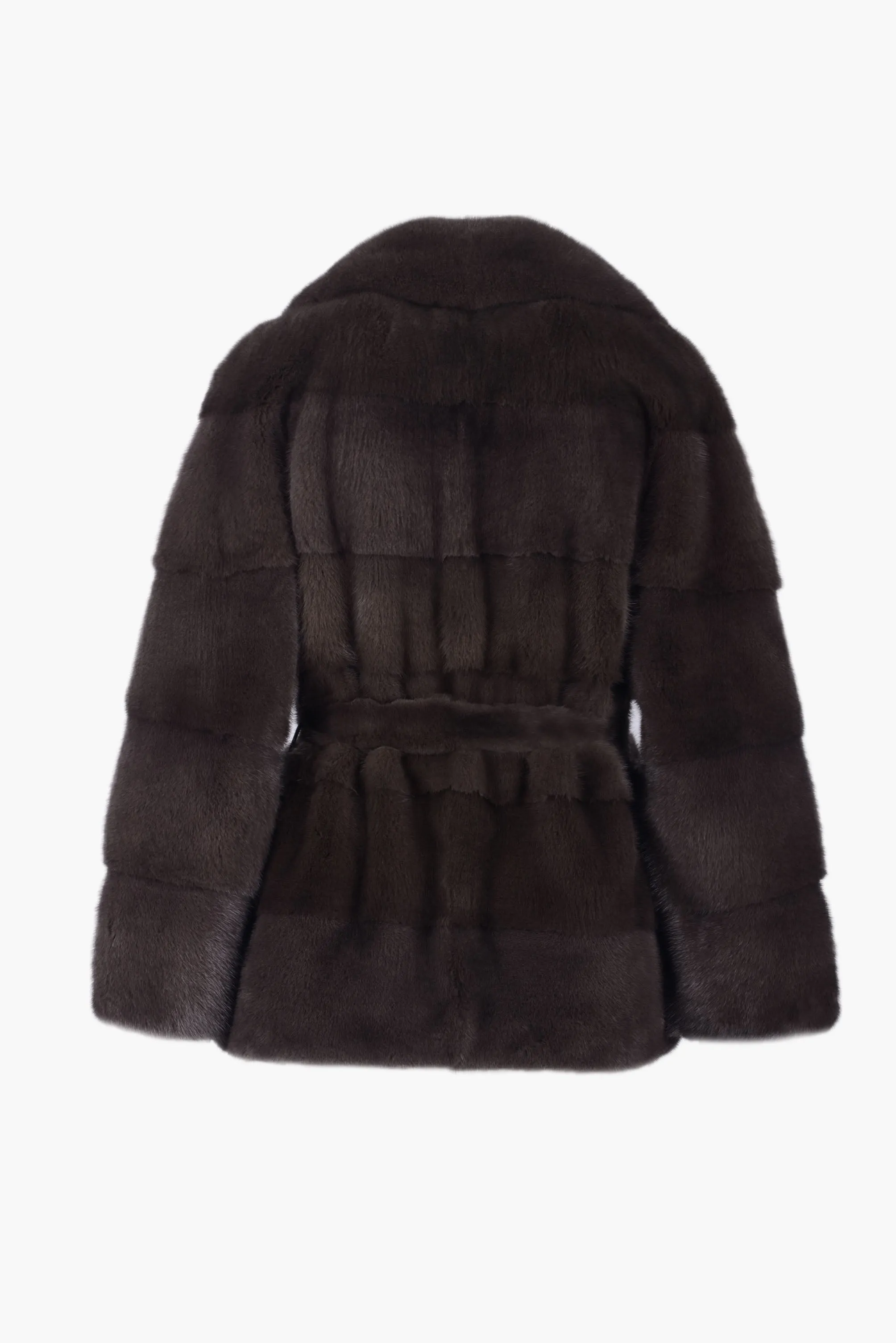 Classy and casual mink fur jacket with english collar