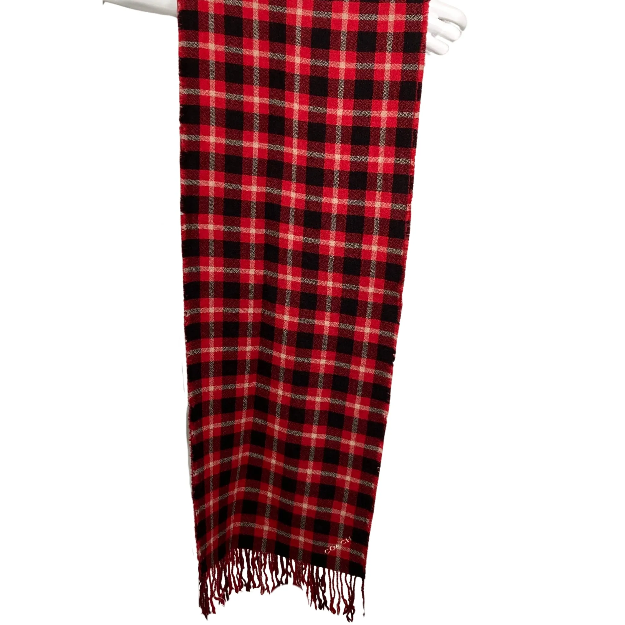 Coach Black and Red Monogram Scarf