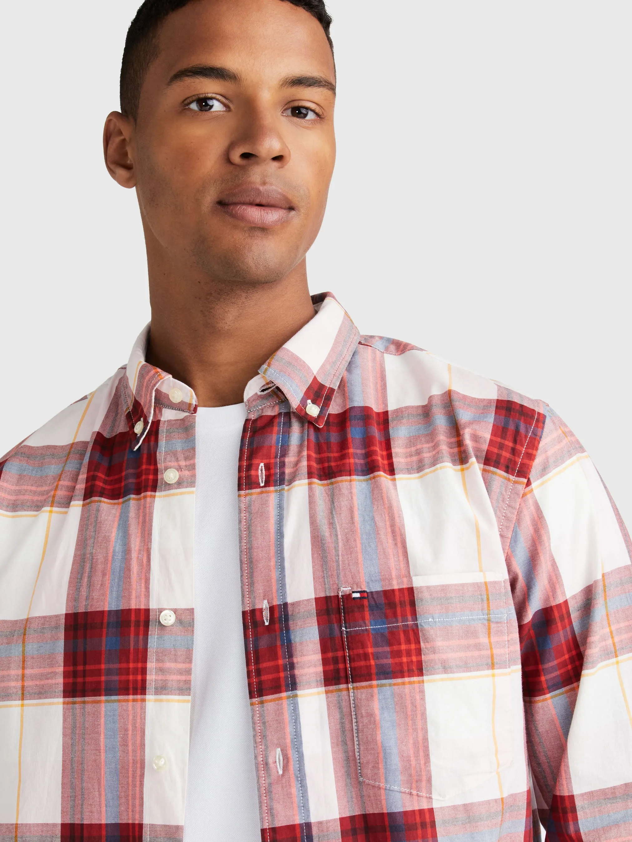 Cotton Check Shirt - Regatta Red/Multi