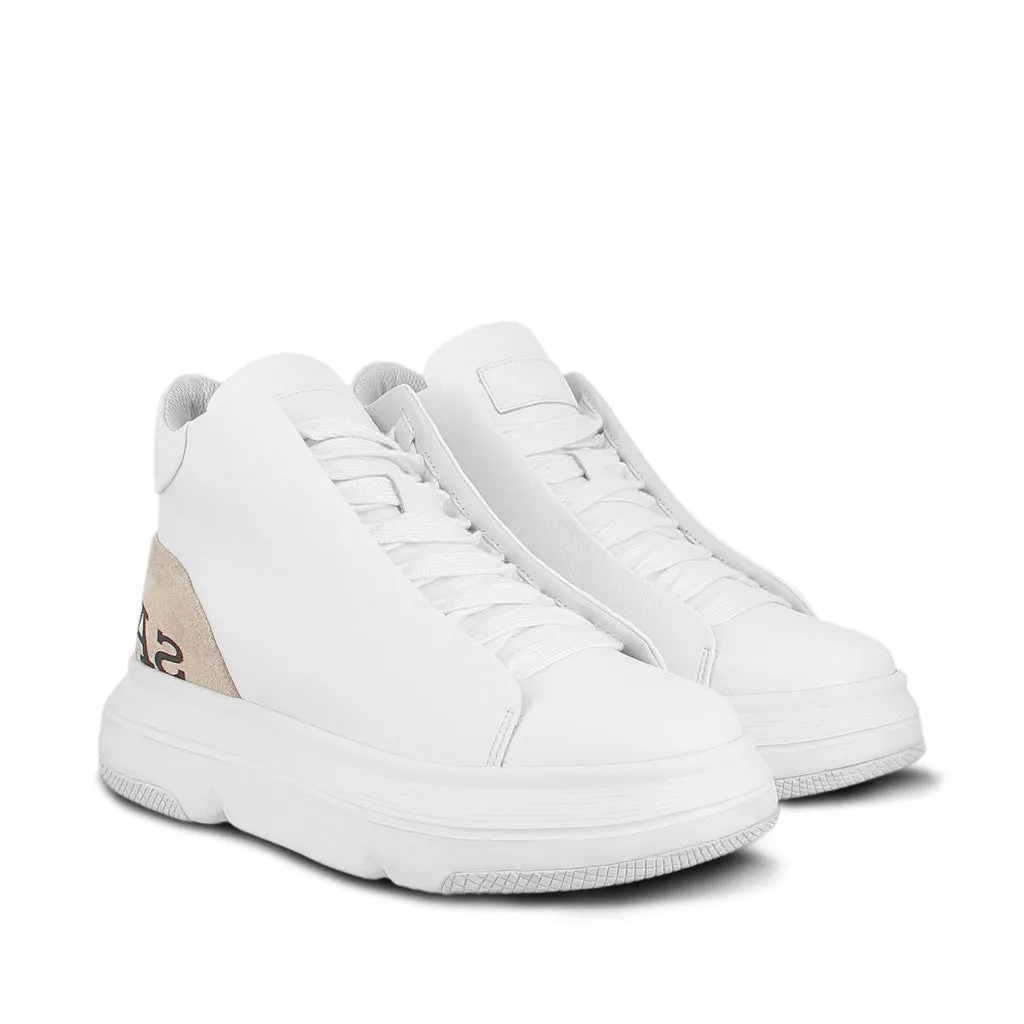 Dafne White Leather Handcrafted Sneakers