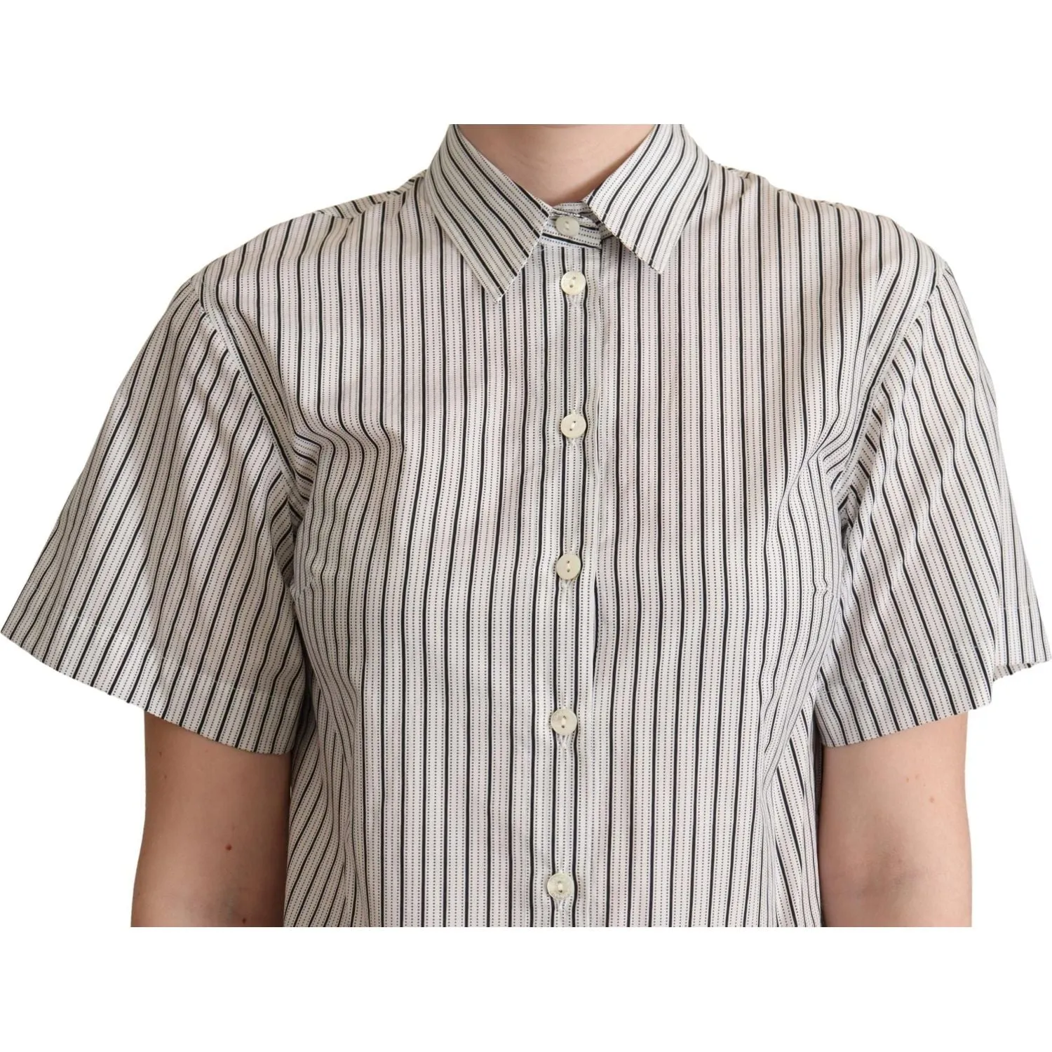 Dolce & Gabbana Chic Monochrome Striped Polo Shirt