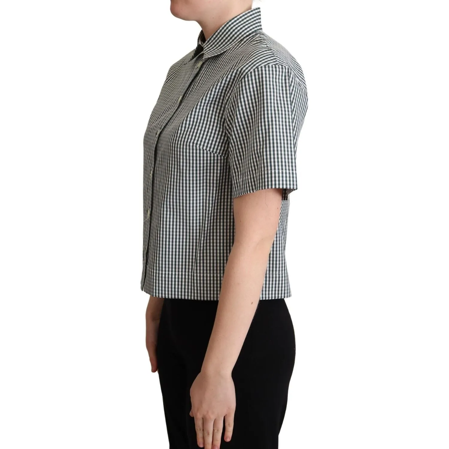 Dolce & Gabbana Elegant Checkered Cotton Polo Top