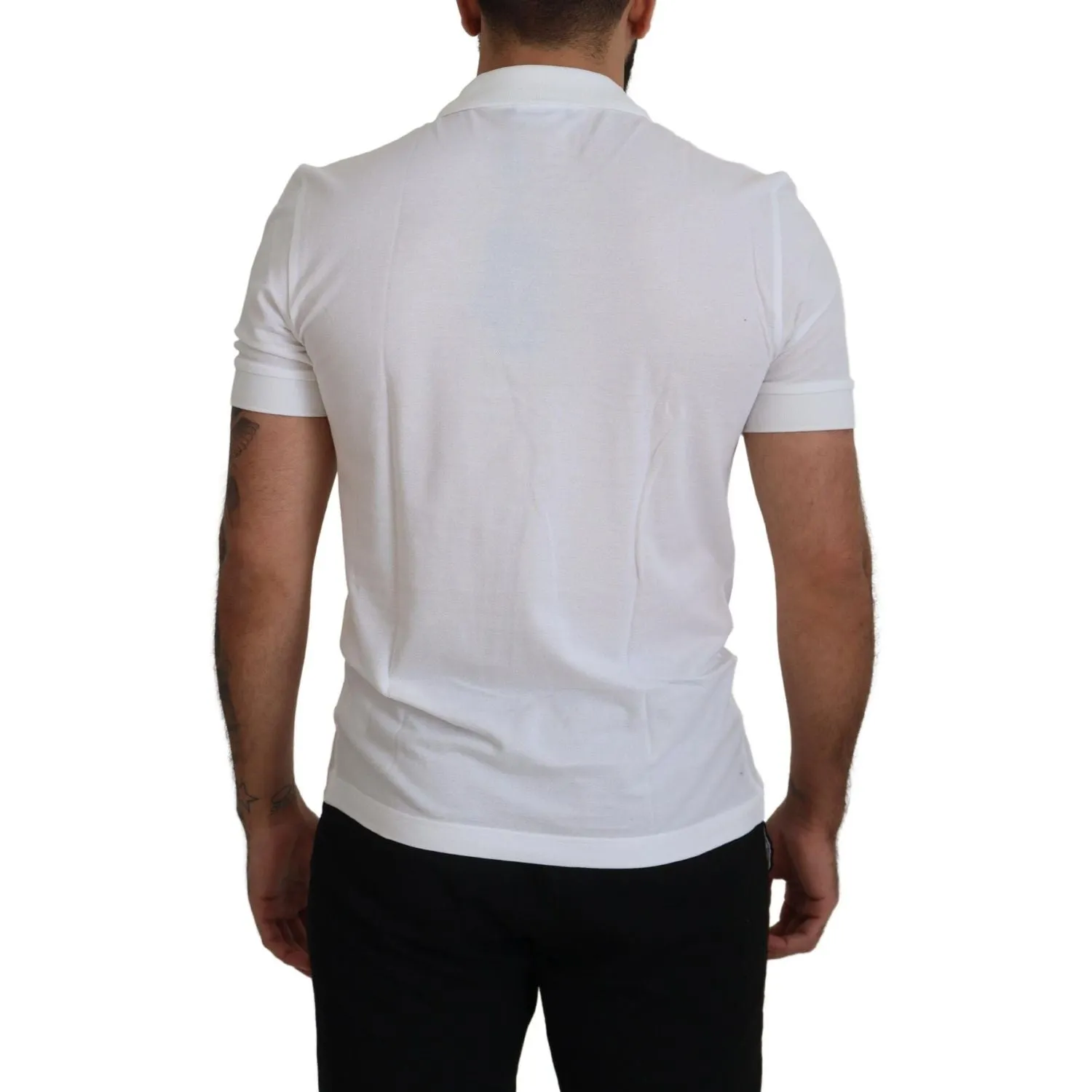 Dolce & Gabbana Elegant White Cotton Polo T-Shirt