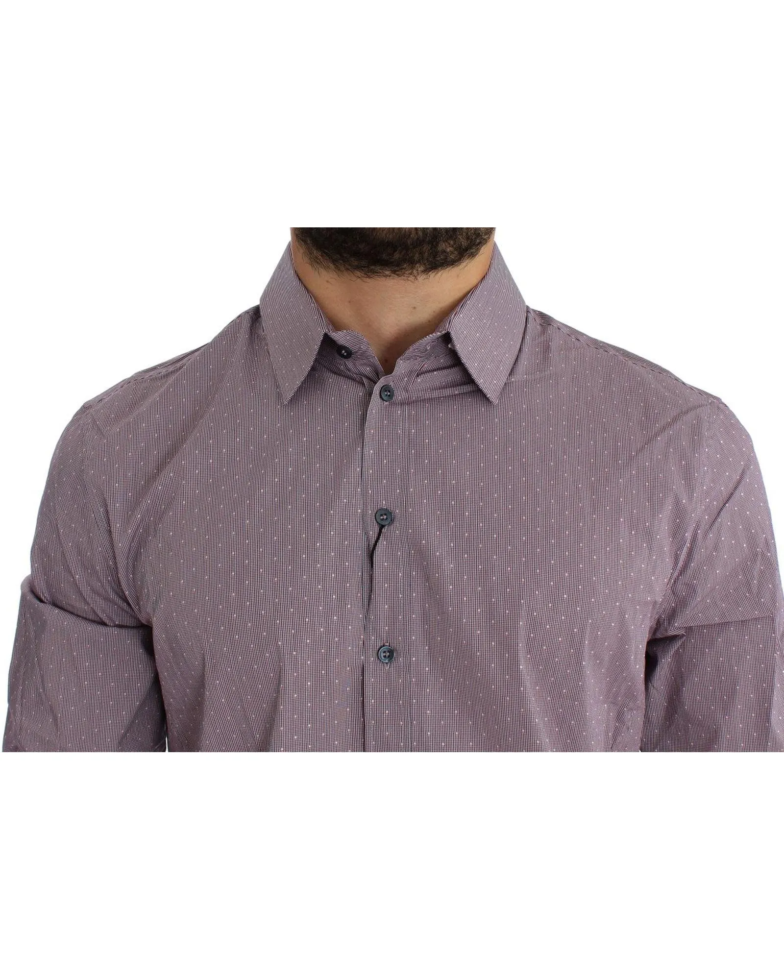 Dolce & Gabbana Men's Slim Fit Printed Long Sleeve Button Up Shirt - Purple