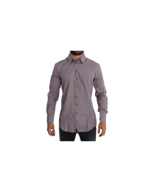 Dolce & Gabbana Men's Slim Fit Printed Long Sleeve Button Up Shirt - Purple