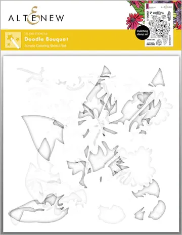 Doodle Bouquet Simple Coloring Stencil Set (5 in 1)