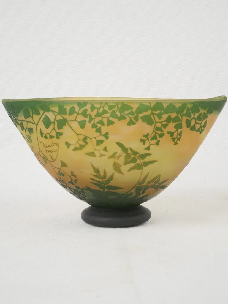 Early 20th Century Art Nouveau Daum Nancy Cameo Glass Bowl w/ ginkgo biloba5"