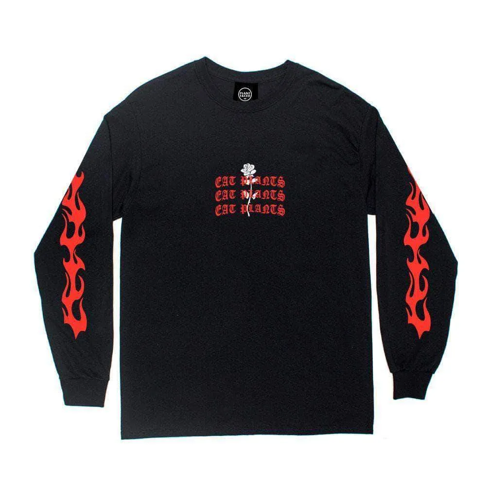 Eat Plants Goth Flames - Long Sleeve - Black