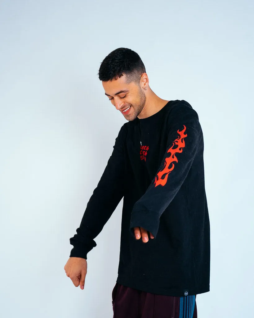 Eat Plants Goth Flames - Long Sleeve - Black