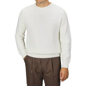 Ecru White Merino Wool Garbis Sweater