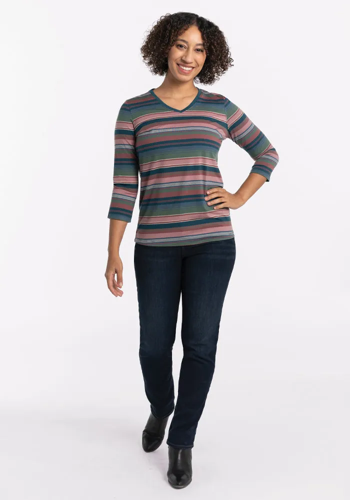 Elena V Neck - Adirondack 2.0 Stripe