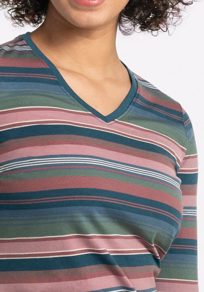 Elena V Neck - Adirondack 2.0 Stripe