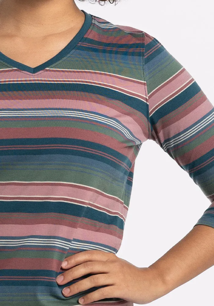 Elena V Neck - Adirondack 2.0 Stripe