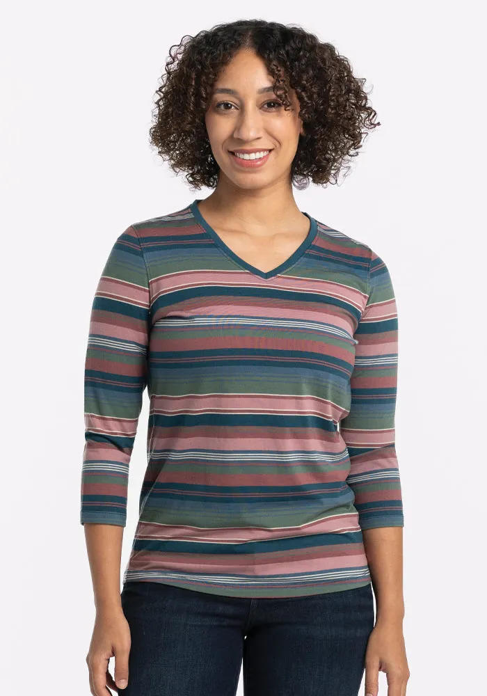 Elena V Neck - Adirondack 2.0 Stripe