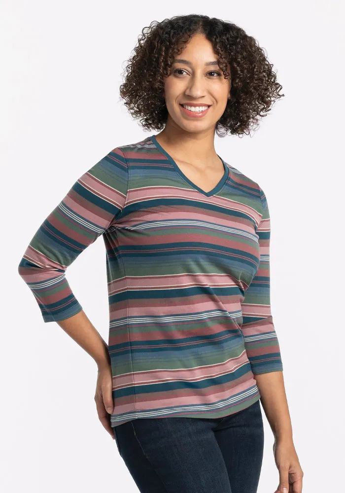 Elena V Neck - Adirondack 2.0 Stripe