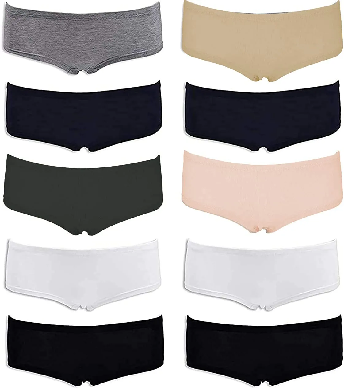 Emprella Women’s Boyshort Panties (10-Pack) Comfort Ultra-Soft Cotton Underwear