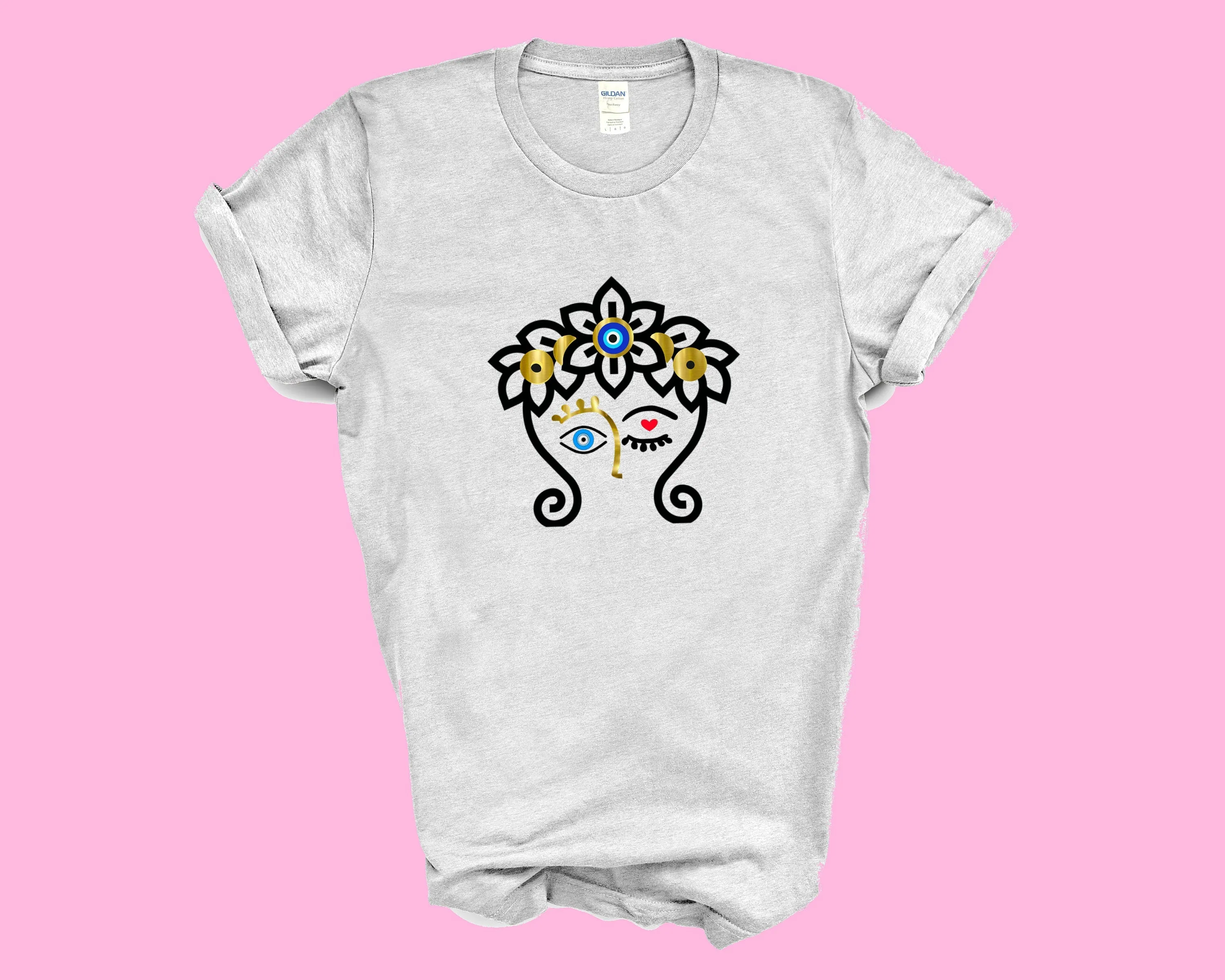 Evil Eye T shirt Face Siluet Top Woman Face Tshirt Amida By Zaa Boho Top