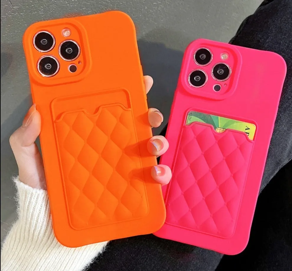 Fashion Candy Colour Card Holder Phone Case For iPhone