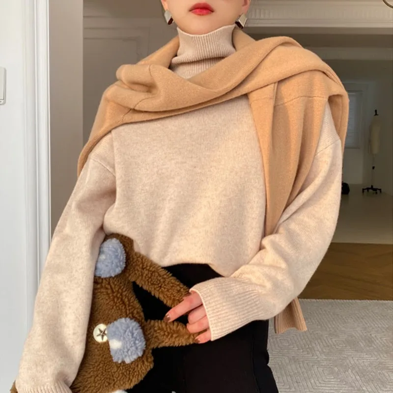 Fashionkova  Basic Turtle Neck Knitted Sweater Women Winter Elegant Thick Warm Pullovers Ladies Loose Casual Knitwear Female Jumper