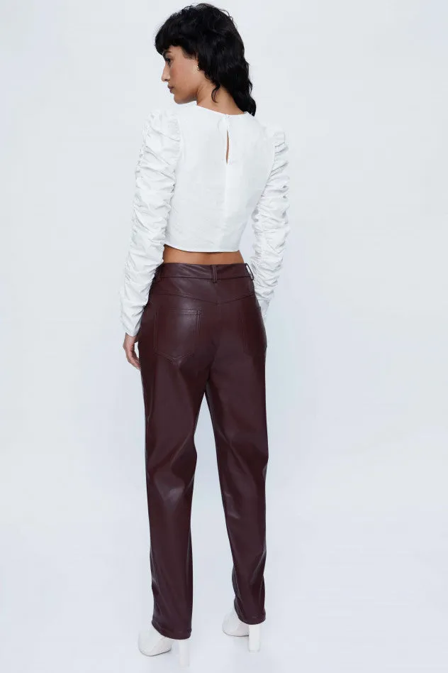 Faux Leather Pants - Burgondy