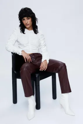 Faux Leather Pants - Burgondy