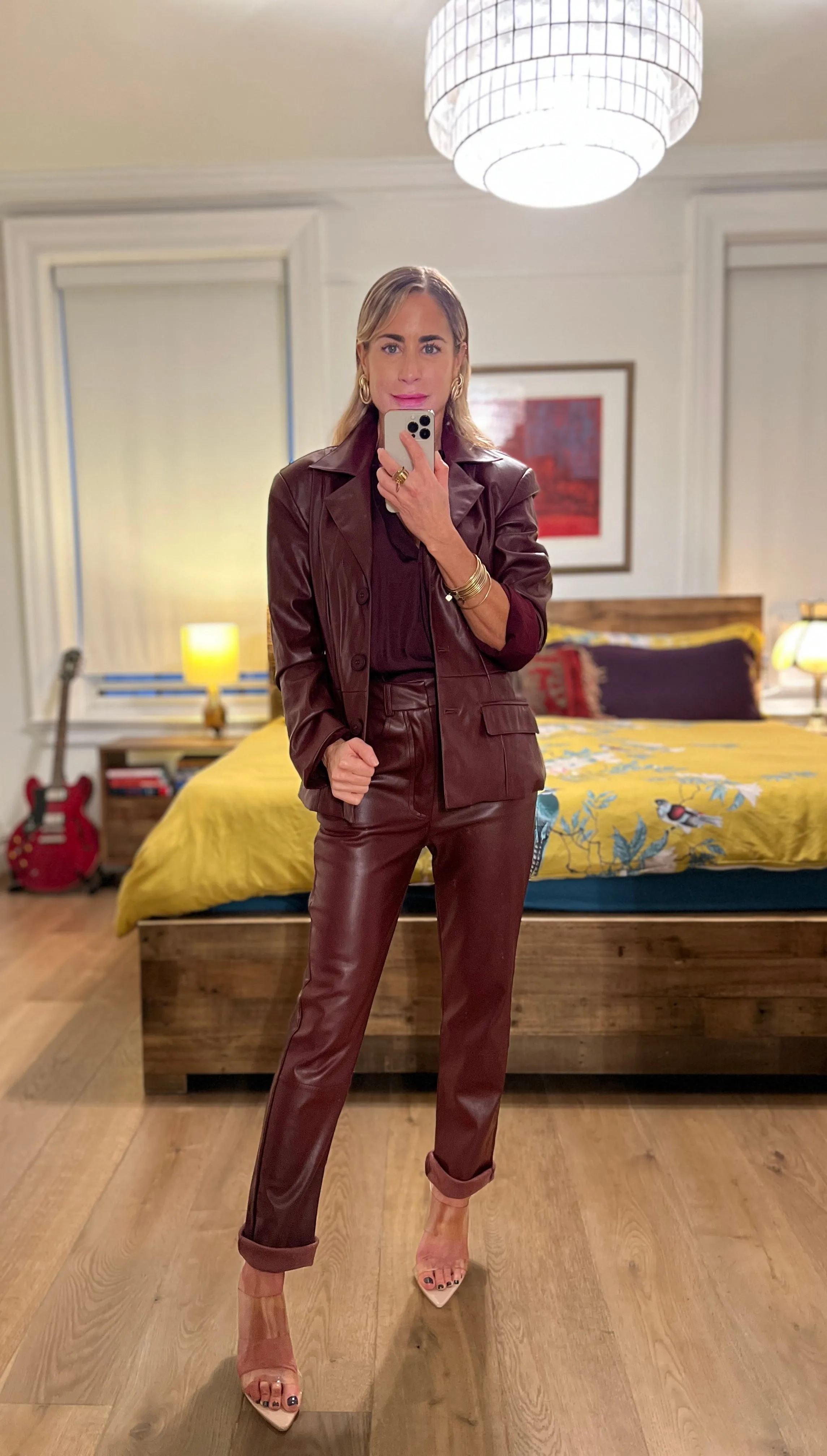 Faux Leather Pants - Burgondy