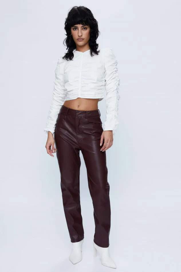 Faux Leather Pants - Burgondy