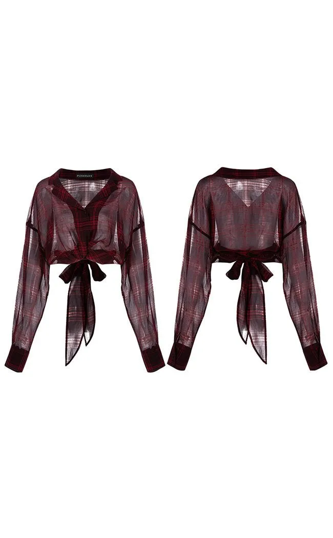 Fiendish Shadows Sheer Shirt | Red Plaid