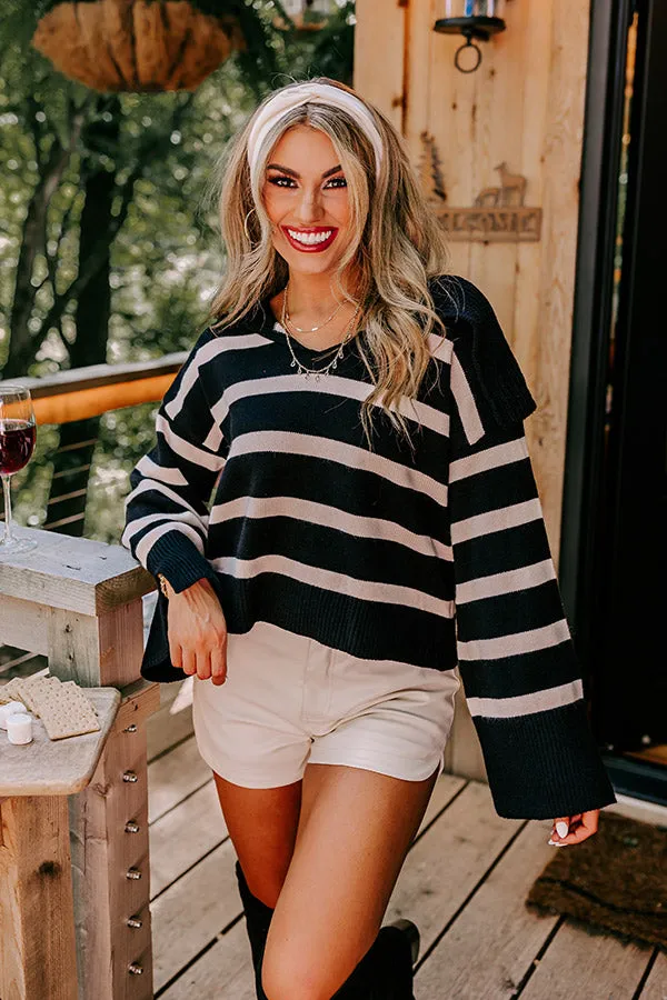 Fill Up Your Cup Stripe Sweater In Black